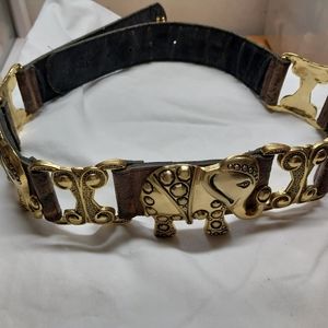 Vintage Croco embossed embellished elephant belt
